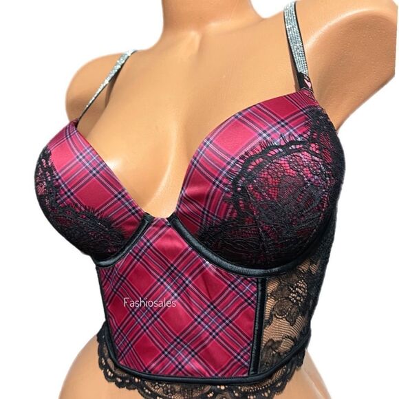 Victorias Secret Bombshell Shine Strap Add-2-Cups Push Up Corset Top and thong - Picture 9 of 13